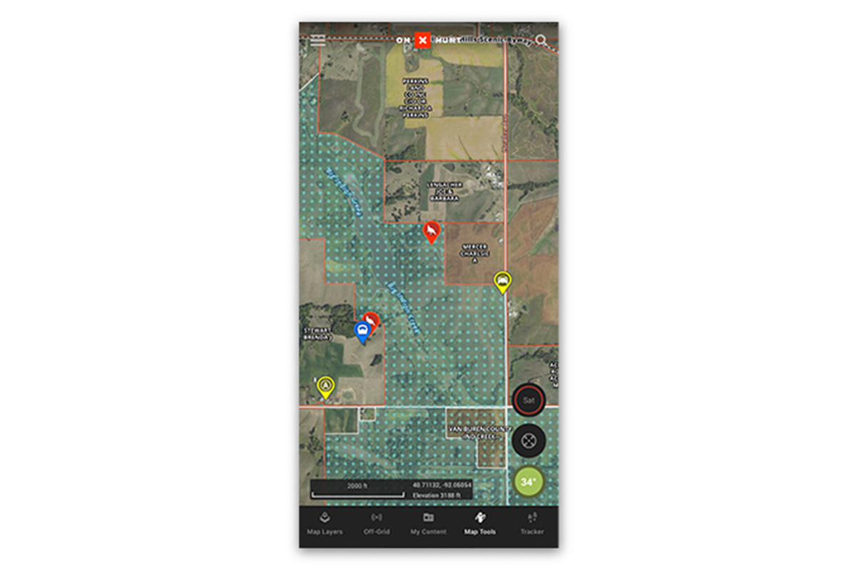 onX Hunt's public and private land boundaries. onX Hunt's public and private land boundaries.