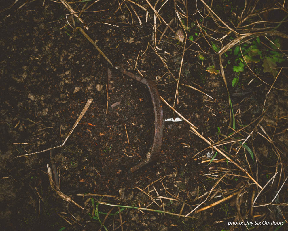 Animal trap set into the ground and disguised with dirt. Animal trap set into the ground and disguised with dirt.