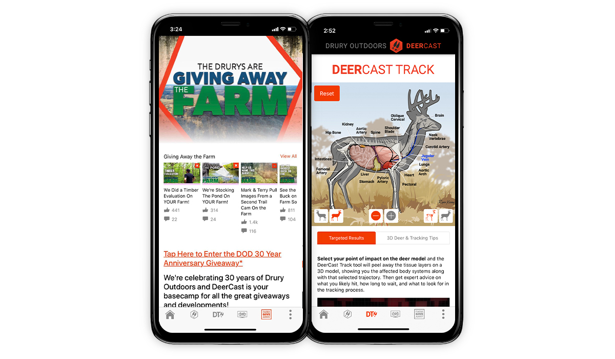 Screenshot of the DeerCast App by Drury Outdoors. Screenshot of the DeerCast App by Drury Outdoors.