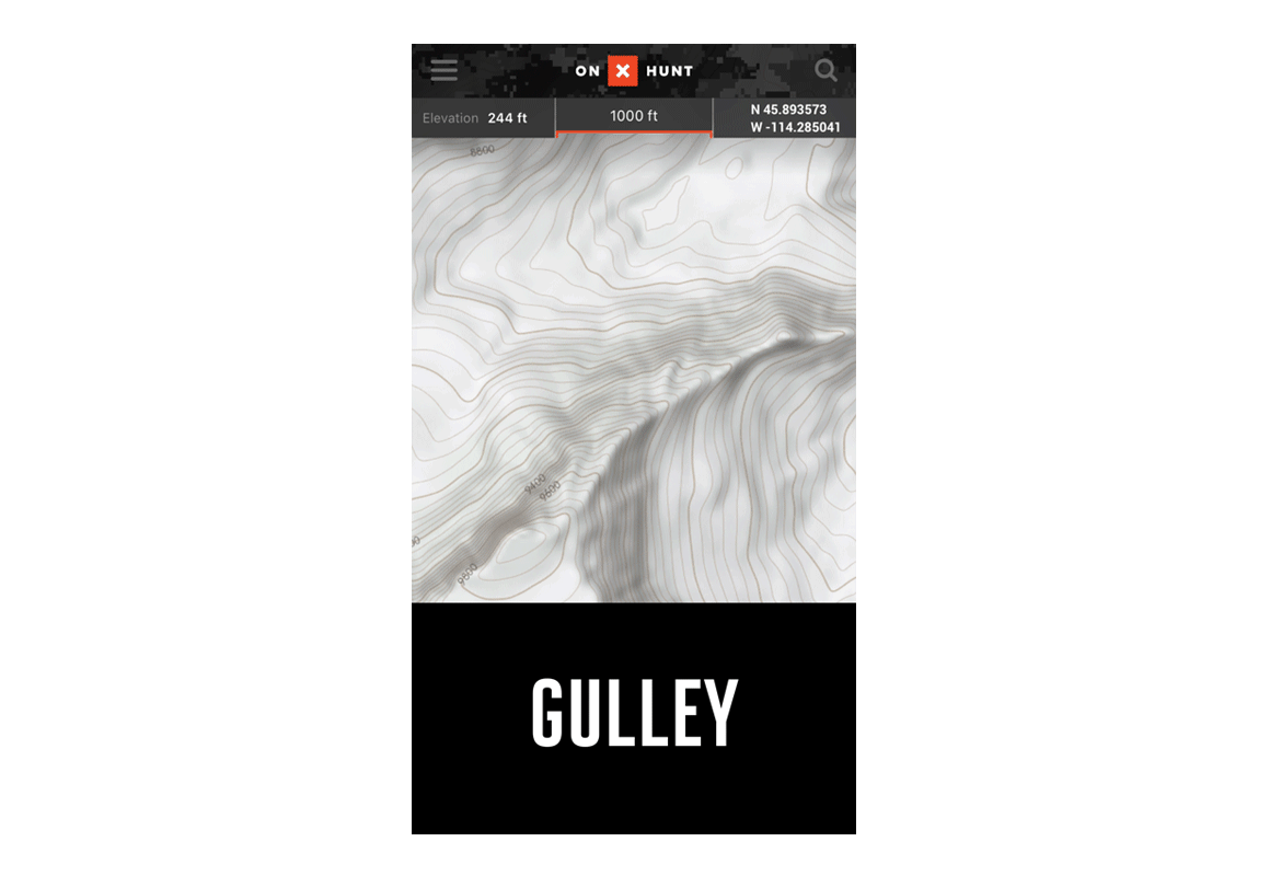 Topo map gulley Topo map gulley