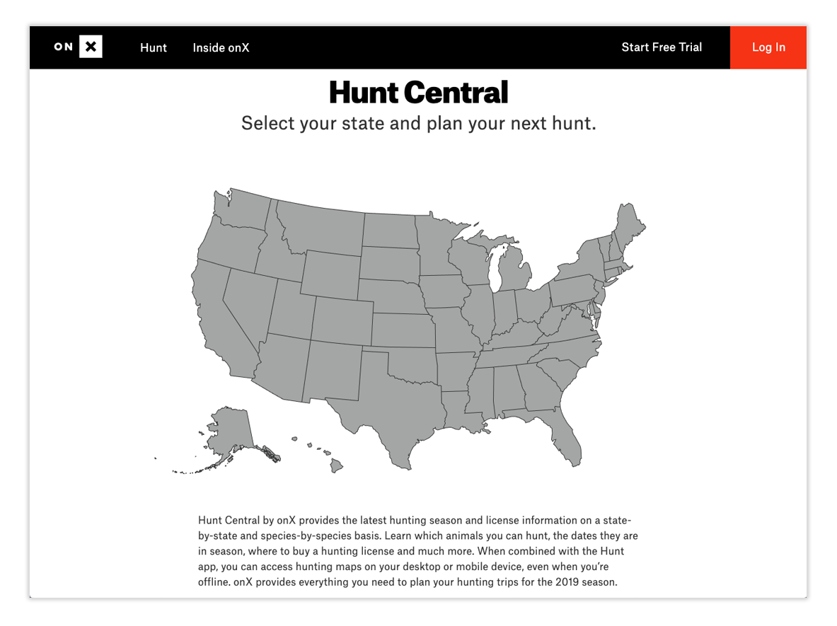 Screenshot of Hunt Central, a new online tool from onX Hunt. Screenshot of Hunt Central, a new online tool from onX Hunt.