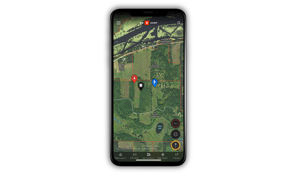 Waypoints placed on an onX Hunt map can show the best places to hunt whitetail deer. Waypoints placed on an onX Hunt map can show the best places to hunt whitetail deer.