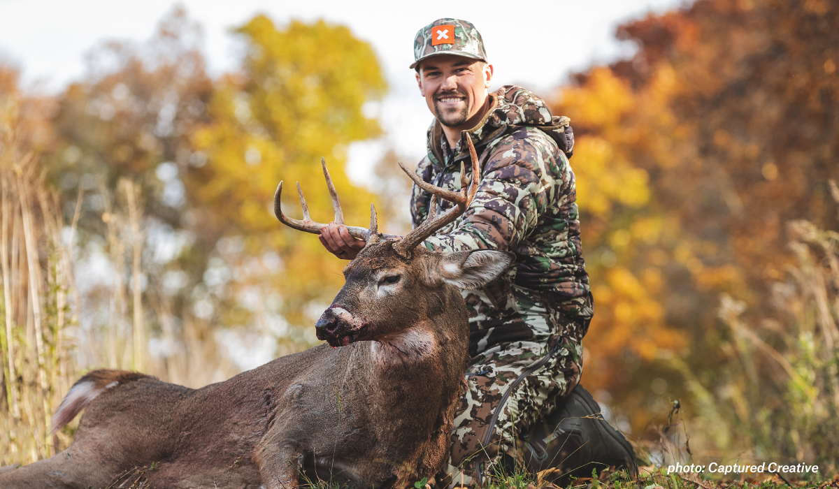 Mark Kenyon poses with a whitetail buck shot on MeatEater's Back 40 property. Mark Kenyon poses with a whitetail buck shot on MeatEater's Back 40 property.