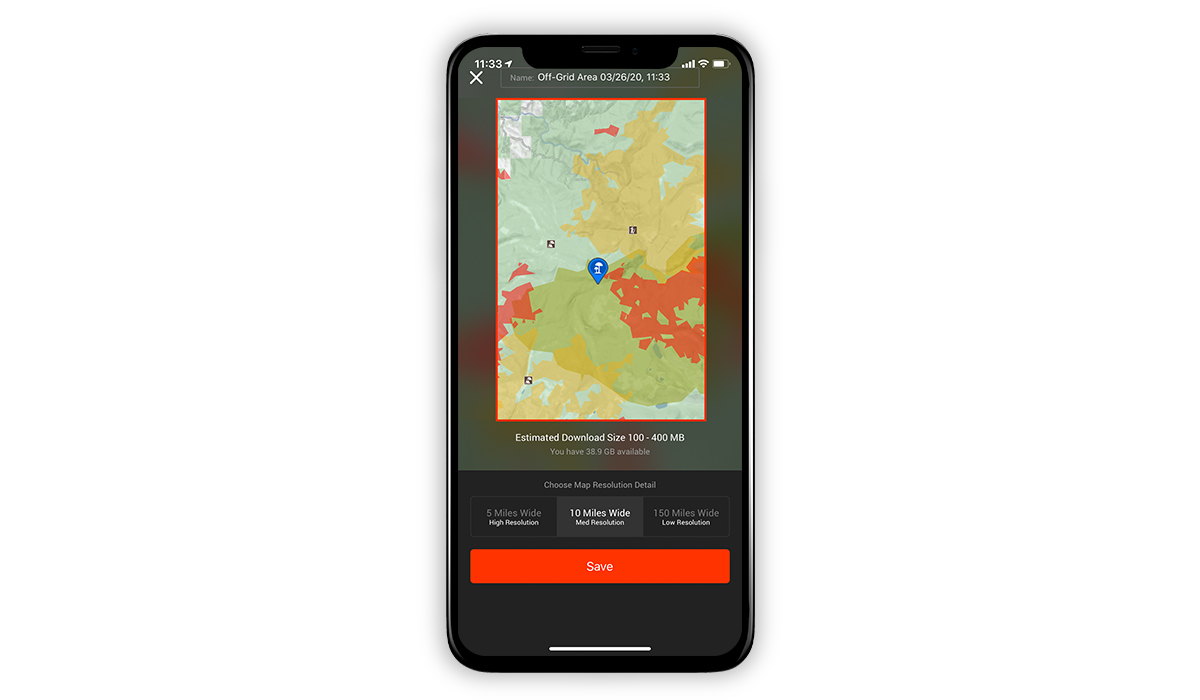 onX Hunt screenshot showing how to download an Offline Map. onX Hunt screenshot showing how to download an Offline Map.
