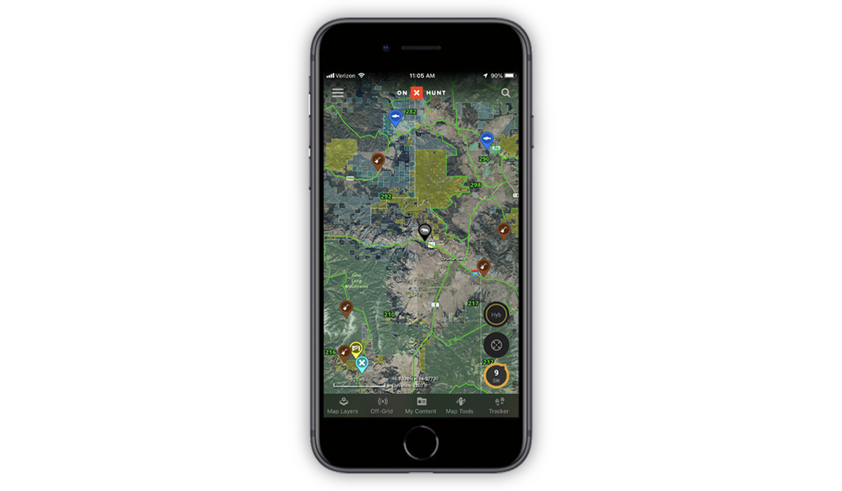 Screenshot of onX Hunt App showing colored / new Waypoints. Screenshot of onX Hunt App showing colored / new Waypoints.