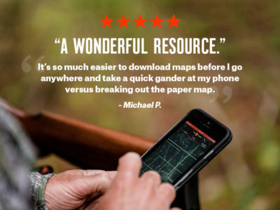 Even when you’re off the grid without service, you can access offline topo maps saved in onX Hunt.