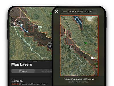 Choosing a state and saving deer hunting maps for offline use on the onX Hunt mobile app.