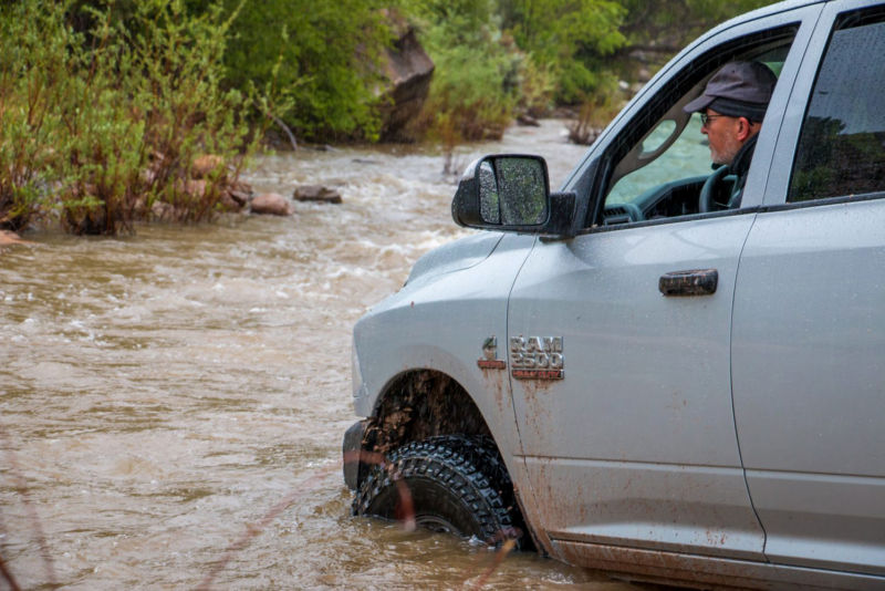 Truck crossing water