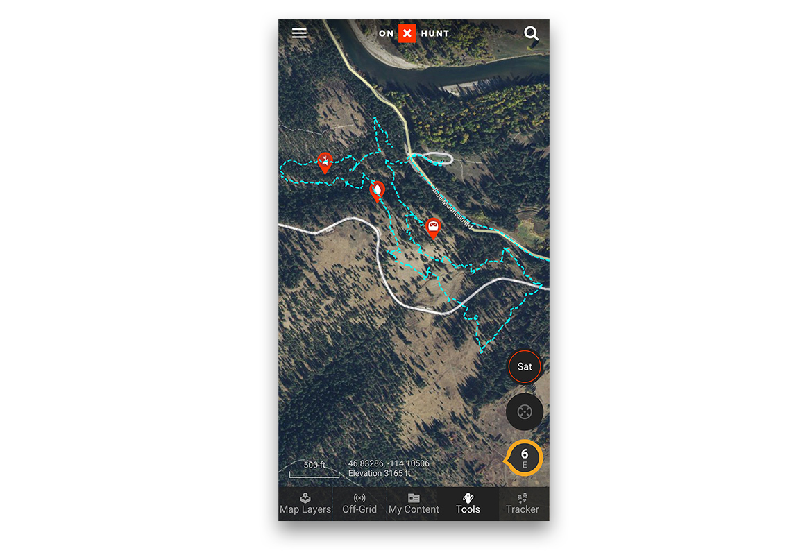 onX Hunt App Showing Waypoints and Tracks onX Hunt App Showing Waypoints and Tracks