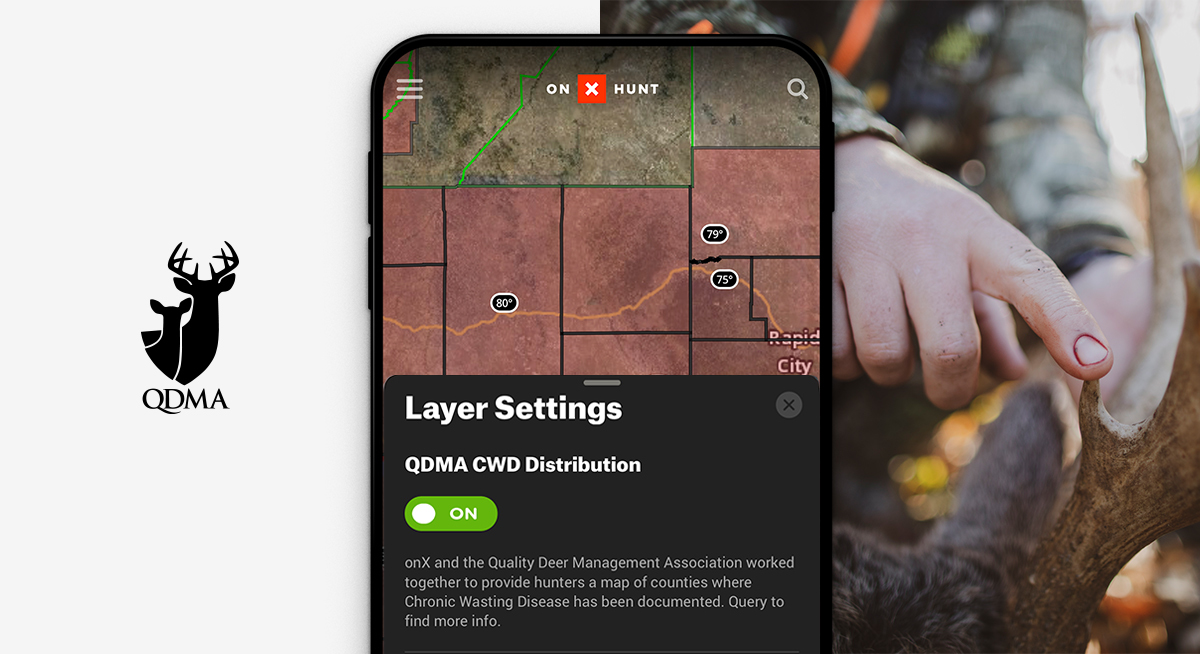 The Quality Deer Management Association Chronic Wasting Disease (CWD) Layer in the onX Hunt App. The Quality Deer Management Association Chronic Wasting Disease (CWD) Layer in the onX Hunt App.