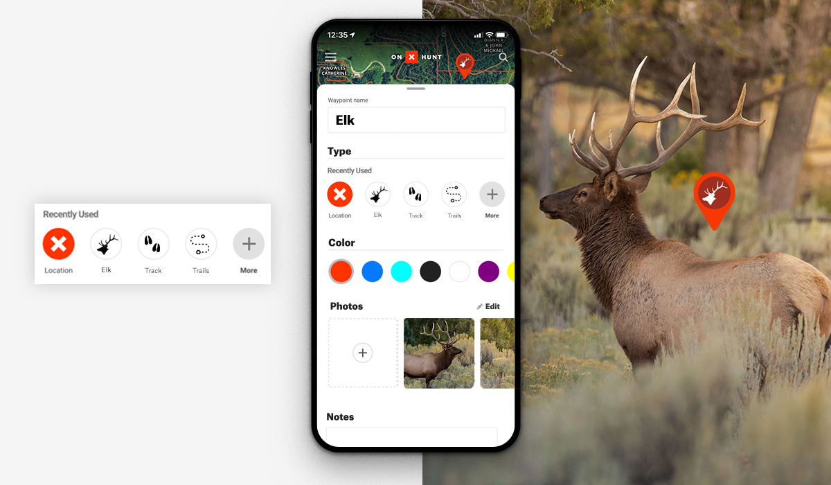 onX Hunt App allows you to create and customize a Waypoint to mark a spot or location while hunting. onX Hunt App allows you to create and customize a Waypoint to mark a spot or location while hunting.