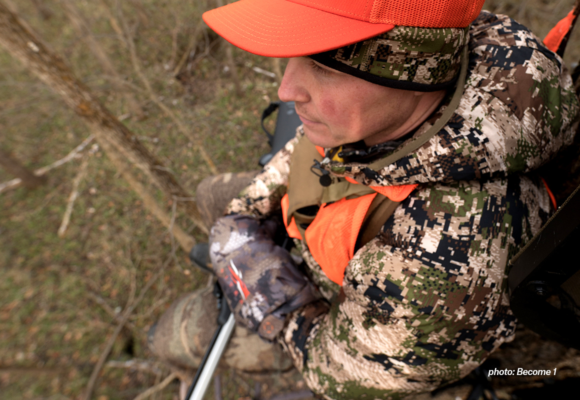 onX Hunt Founder Eric Siegfried hunting from a tree stand. onX Hunt Founder Eric Siegfried hunting from a tree stand.
