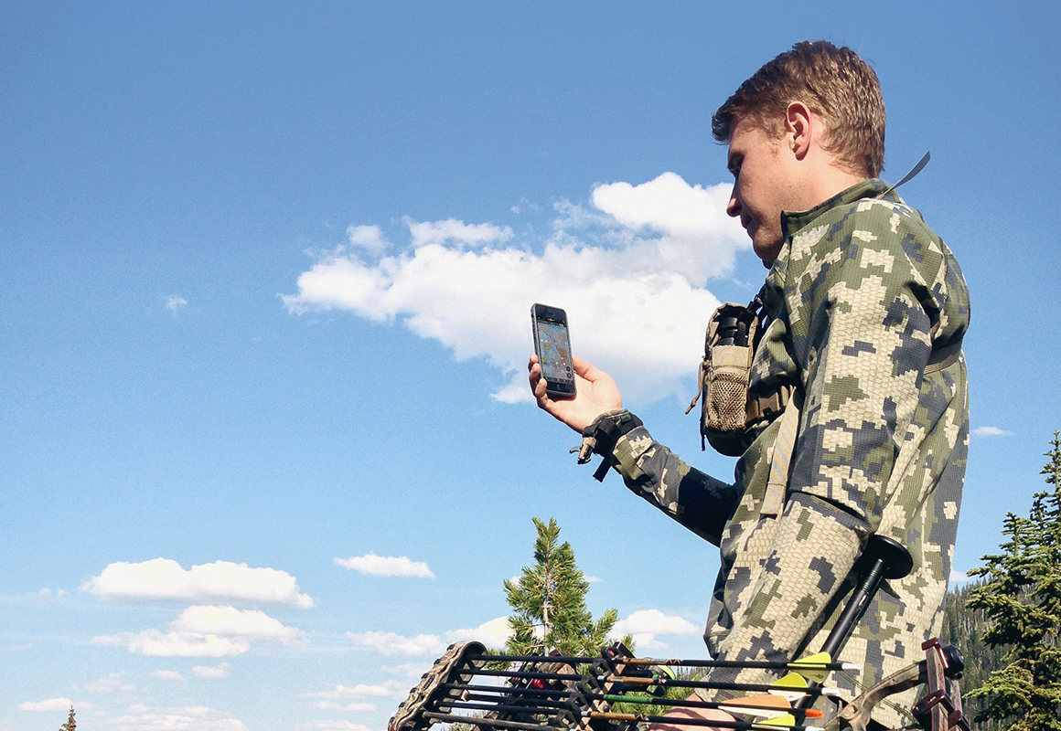 onX Hunt Founder Eric Siegfried bowhunting and using the onX Hunt GPS App on his phone. onX Hunt Founder Eric Siegfried bowhunting and using the onX Hunt GPS App on his phone.
