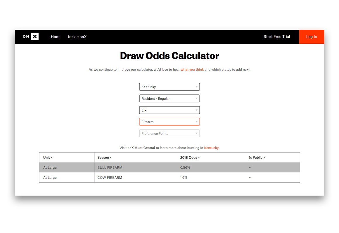 onX Draw Odds Calculator onX Draw Odds Calculator