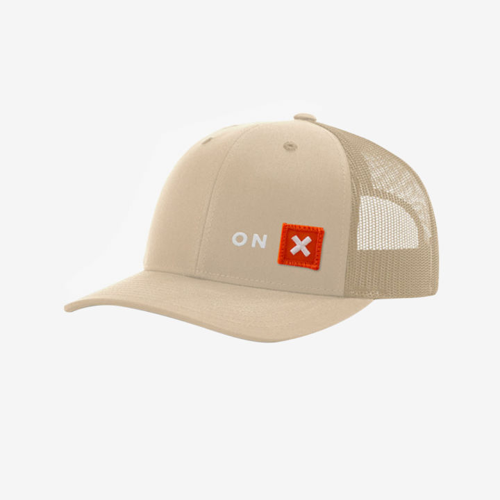 khaki trucker hat