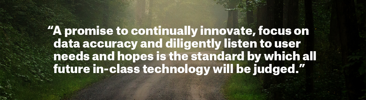 Promise quote block stating we will continuously innovate, focus on land ownership data accuracy and diligently listen to user needs and hopes which is the standard by which all future in-class technology will be judged. Promise quote block stating we will continuously innovate, focus on land ownership data accuracy and diligently listen to user needs and hopes which is the standard by which all future in-class technology will be judged.