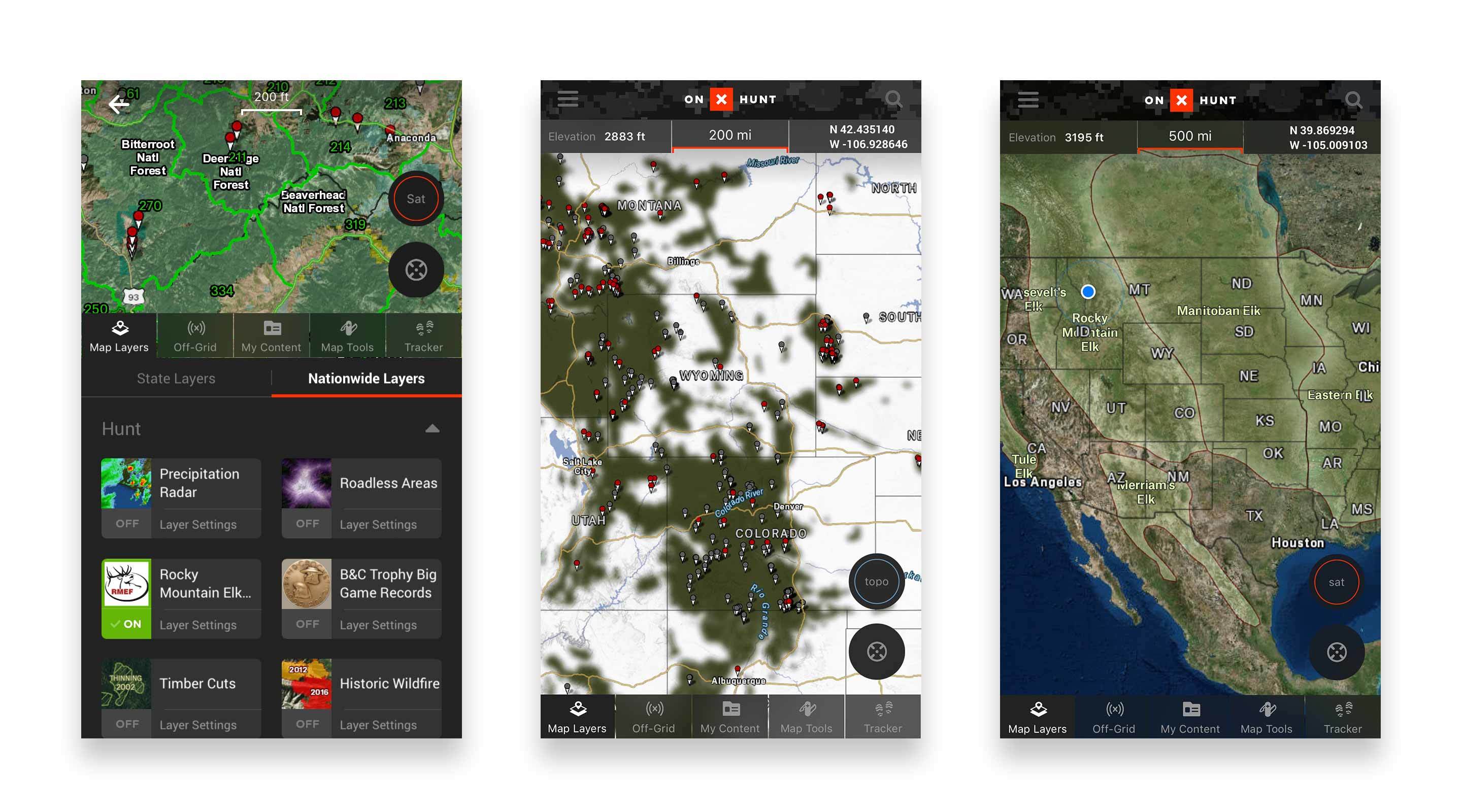 Rocky Mountain Elk Foundation layer screenshots in the onX Hunt app Rocky Mountain Elk Foundation layer screenshots in the onX Hunt app