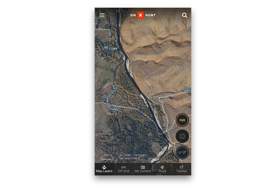 onX Hybrid Basemap - satellite and topo combined onX Hybrid Basemap - satellite and topo combined