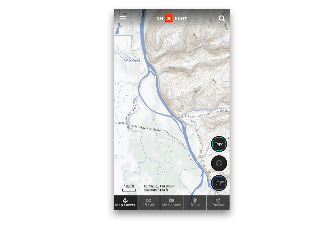 onX Topo Basemap topographic imagery onX Topo Basemap topographic imagery