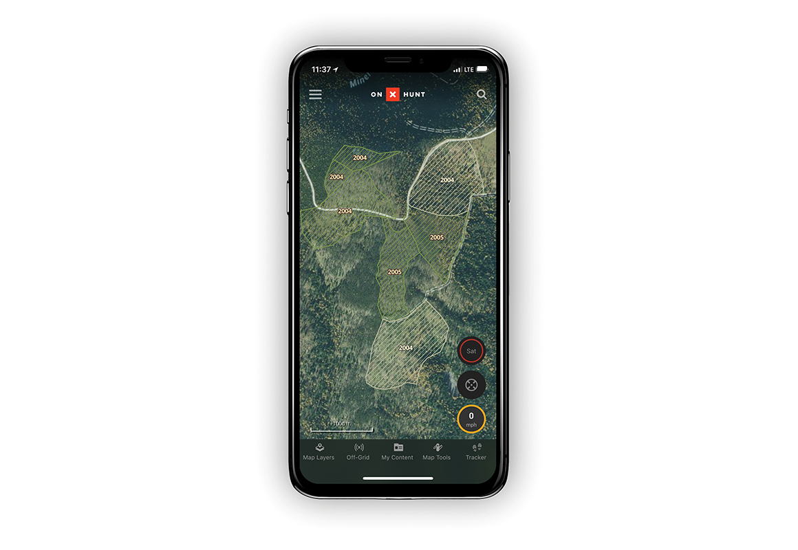 onX Hunt Timber Cuts Layer screenshot. onX Hunt Timber Cuts Layer screenshot.