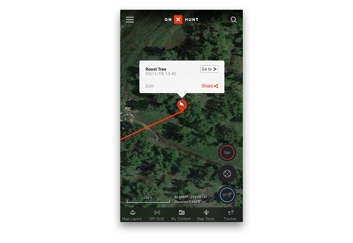 onX Hunt App showing marked Waypoints on screenshot. onX Hunt App showing marked Waypoints on screenshot.