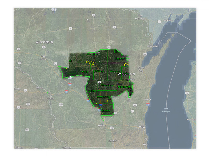 Map of Wisconsin turkey hunt zone 3