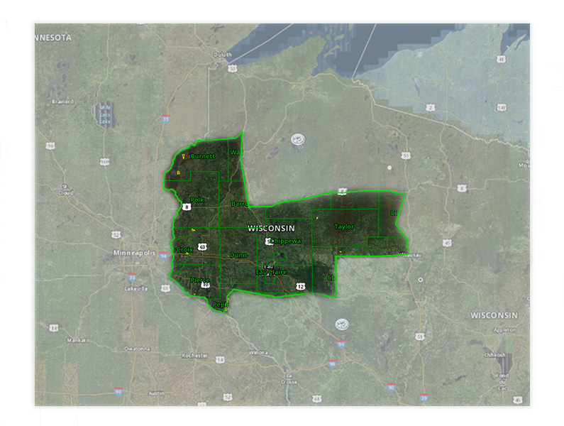 Map of Wisconsin turkey hunt zone 4